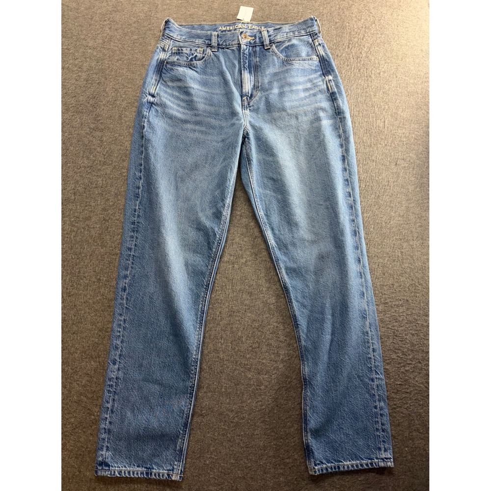 American Eagle Mom Jean High Waisted Medium Wash Blue Denim Size 4 Regular